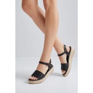 Evans Extra Wide Wedge Flatform Hanorah Sandals Black Womens Size 12